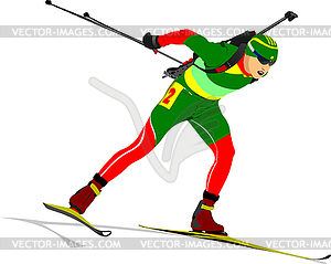 Biathlon runner colored silhouettes - vector image