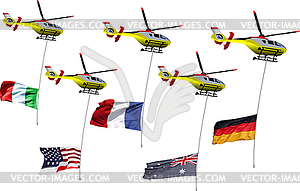 Set of Helicopter with flag - vector clip art