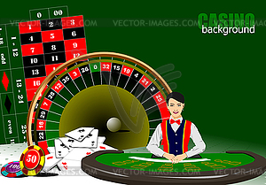 Casino elements with woman croupier image - vector clipart / vector image