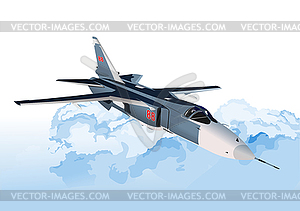 Combat aircraft. Armed.  - vector image