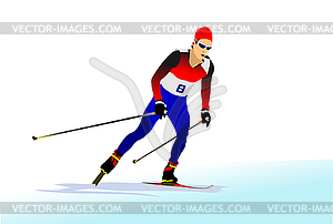 Winter sport silhouettes. Skiing - vector clipart