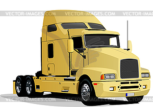 Yellow truck on road - vector clipart