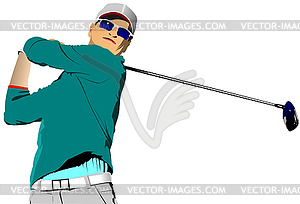 Silhouette of golfer - vector clipart