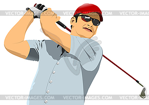 Silhouette of golfer - vector clip art