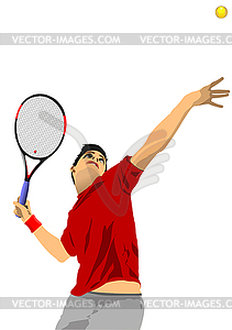 Man Tennis player. Colored - vector clip art