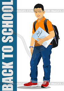 “Back to school” with schoolboy image - vector clipart