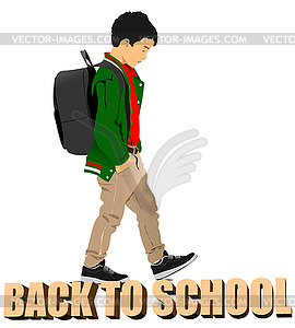 “Back to school” with schoolboy image - vector clipart