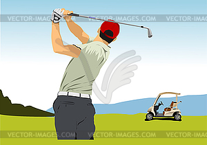 Golf players. Colored - vector clip art