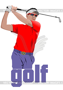 Golf players. Colored - vector clip art