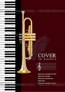 Cover with Musical instruments image. Trumpet - vector clip art