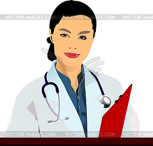 Medical doctor with doctor`s smock - vector image