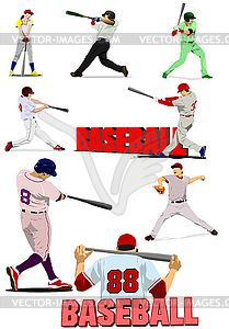 Set of Baseball player - vector clip art