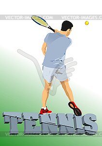 Man Tennis player poster. Colored - vector clipart