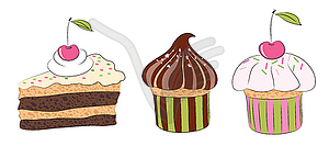 Set of cakes s - vector image