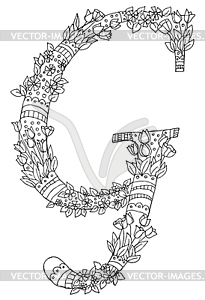 Decorative zentangle letter - vector image