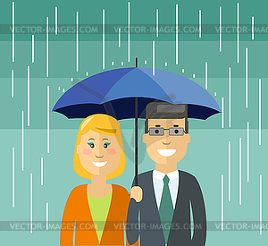 Couple with umbrella - vector clipart