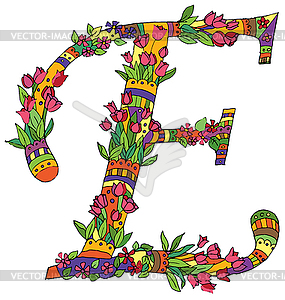 Decorative zentangle letter - vector clip art