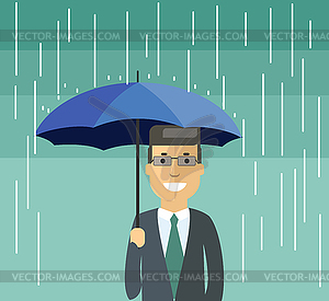 Человек с зонтиком - векторная графика