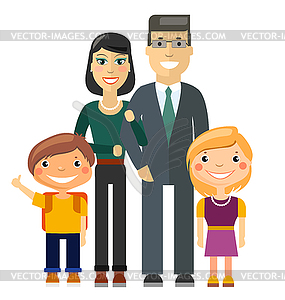 Junge Familie Vater Mutter Sohn Und Tochter Vektor Clipart