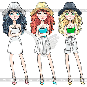 Beautiful fashion girl in hat - vector clipart