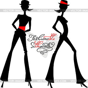 Silhouette of fashion girls top models - vector clipart