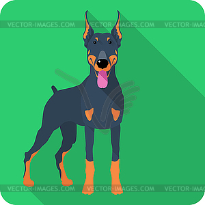 Dog Doberman Pinscher icon flat design - vector image