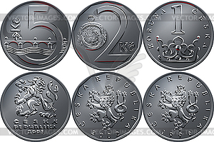 Money five czech crones coin reverse - vector clip art