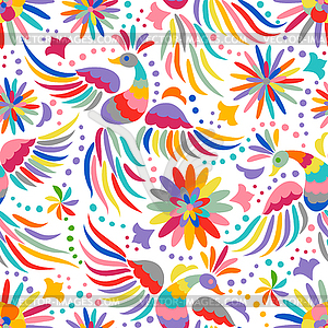 Mexican embroidery seamless pattern - vector clip art