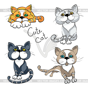 Set Cat icon flat design - royalty-free vector image