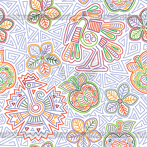 Mexican embroidery seamless pattern - vector clip art