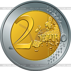 Money gold coin two euro - vector clipart