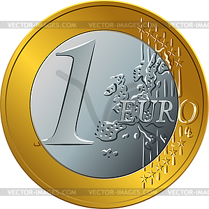 Money gold coin one euro - vector clip art
