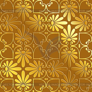 Seamless gold floral ornament - vector image