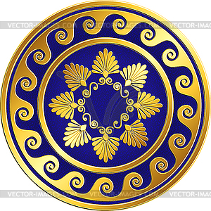 Traditional vintage gold Greek ornament, Meander - royalty-free vector clipart