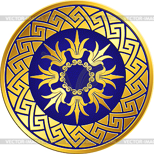 Traditional vintage gold Greek ornament, Meander - vector image