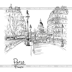 Paris in winter morning, France - vector clipart