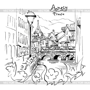 Annecy, Venice of Alps, France - vector EPS clipart