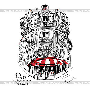 Typical Parisian house, France - vector clipart