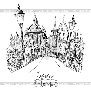 Old Town of Lucerne, Switzerland - vector clipart