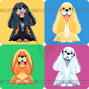 Set dog icon flat design - vector clip art