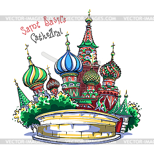 Cathedral of Vasily Blessed, Moscow, Russia - vector image