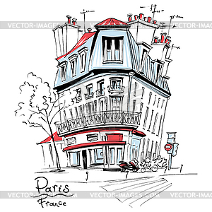 Typical Parisian house, France - stock vector clipart