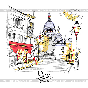 Montmartre in Paris, France - stock vector clipart