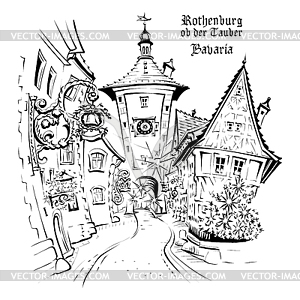 Rothenburg ob der Tauber, Germany - vector clipart