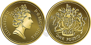 British coin one pound old design - vector image