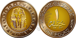 Egyptian coin featuring Pharaoh - vector image