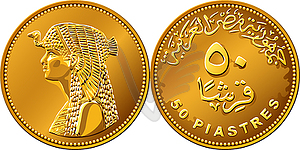 Egyptian money gold coin Cleopatra - vector image