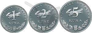 Set of Croatian money kuna silver coins - royalty-free vector image