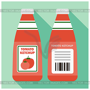 Tomato ketchup bottle - vector image