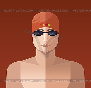 Sportsman icon swimming - vector clip art